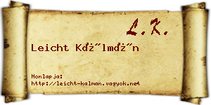 Leicht Kálmán névjegykártya